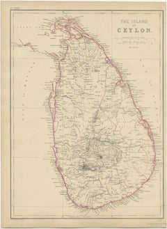 Antique Map of the Island of Ceylon by W. G. Blackie, 1859