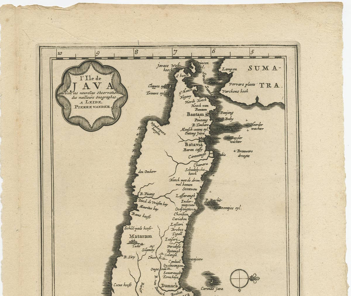 Antique Map of the Island of Java, Indonesia by P. Van Der Aa, 1713