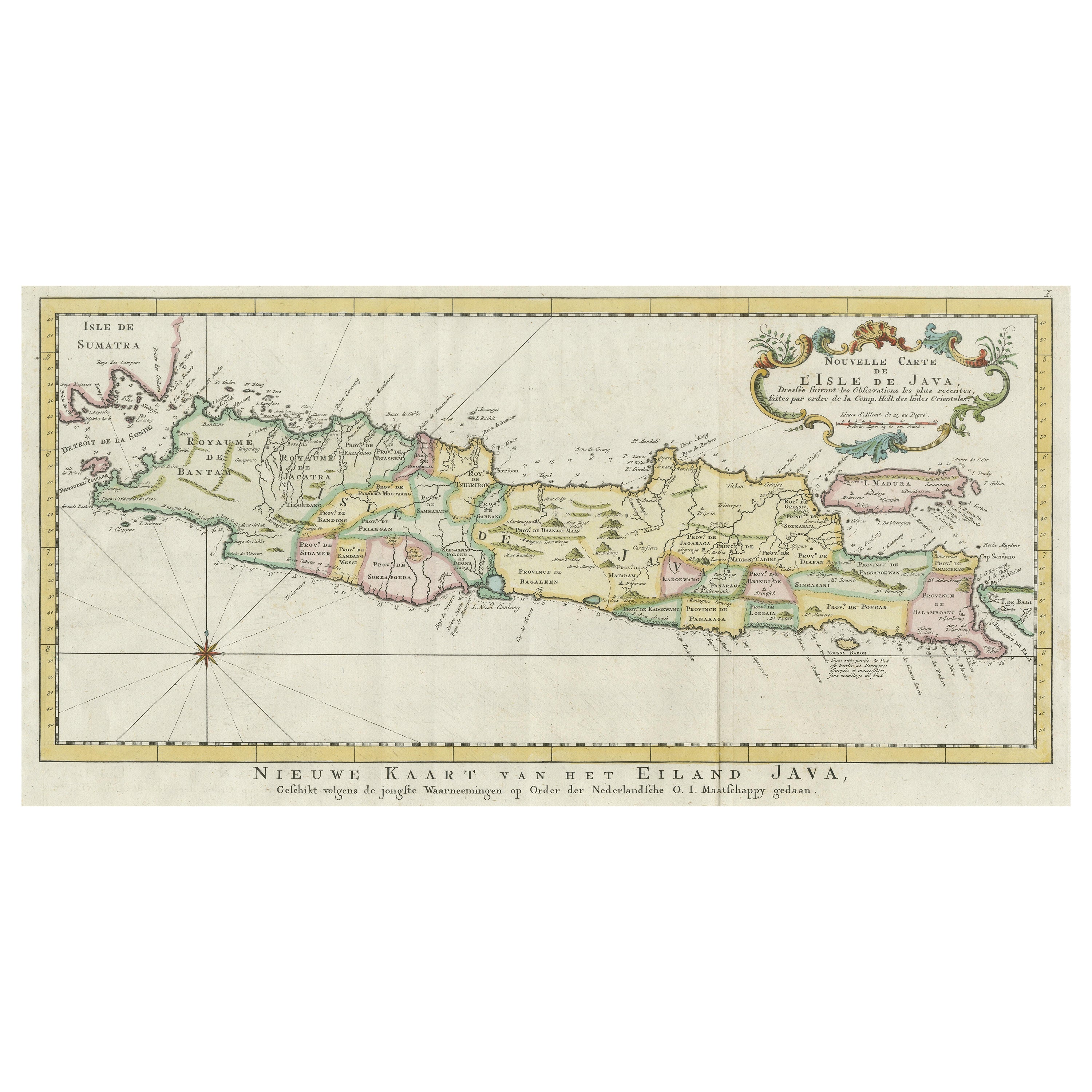 Mappa antica dell'Isola di Giava, Indonesia