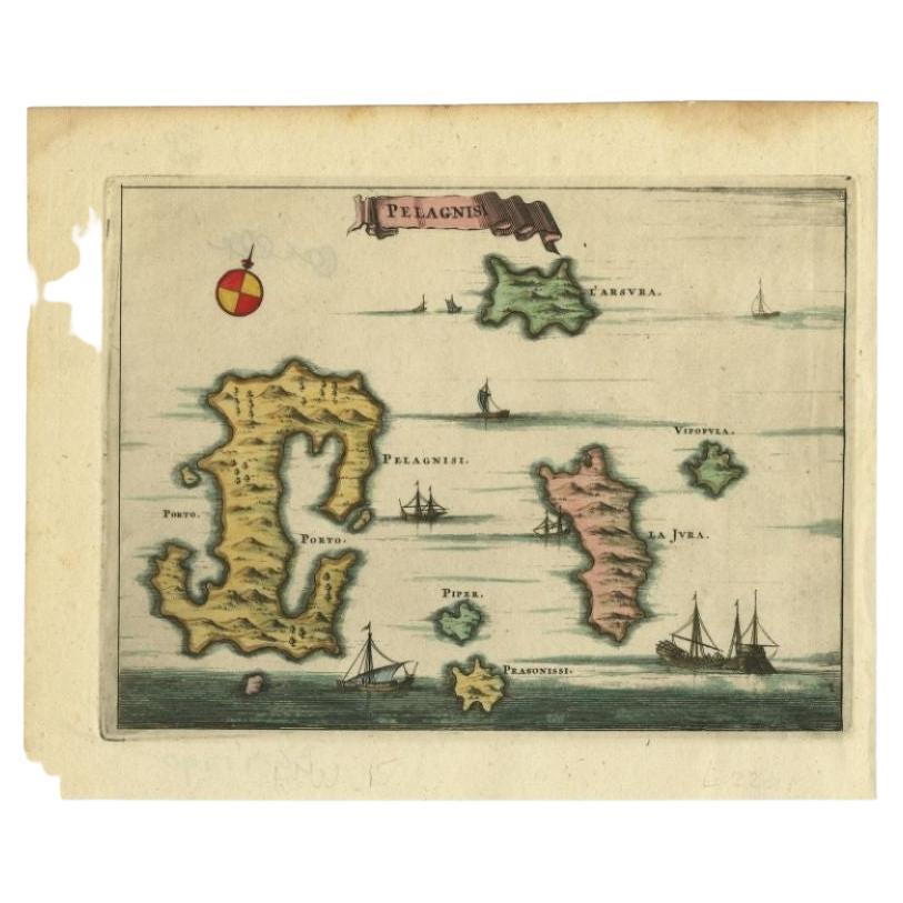 Antique Map of the Island of Kyra Panagia by Dapper, 1688 For Sale