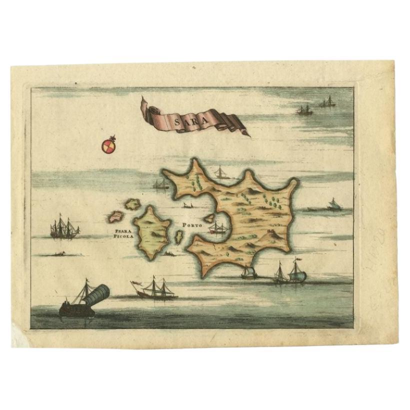Antique Map of the Island of Psara by Dapper, 1688 For Sale