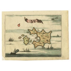 Carte ancienne de l'île de Psara par Dapper, 1688
