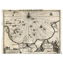 Antique Map of the Islands Near Batavia, Capital of the Dutch East Indies, 1682