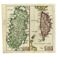 Antique Map of the Islands of Corsica and Sardinia, 1685