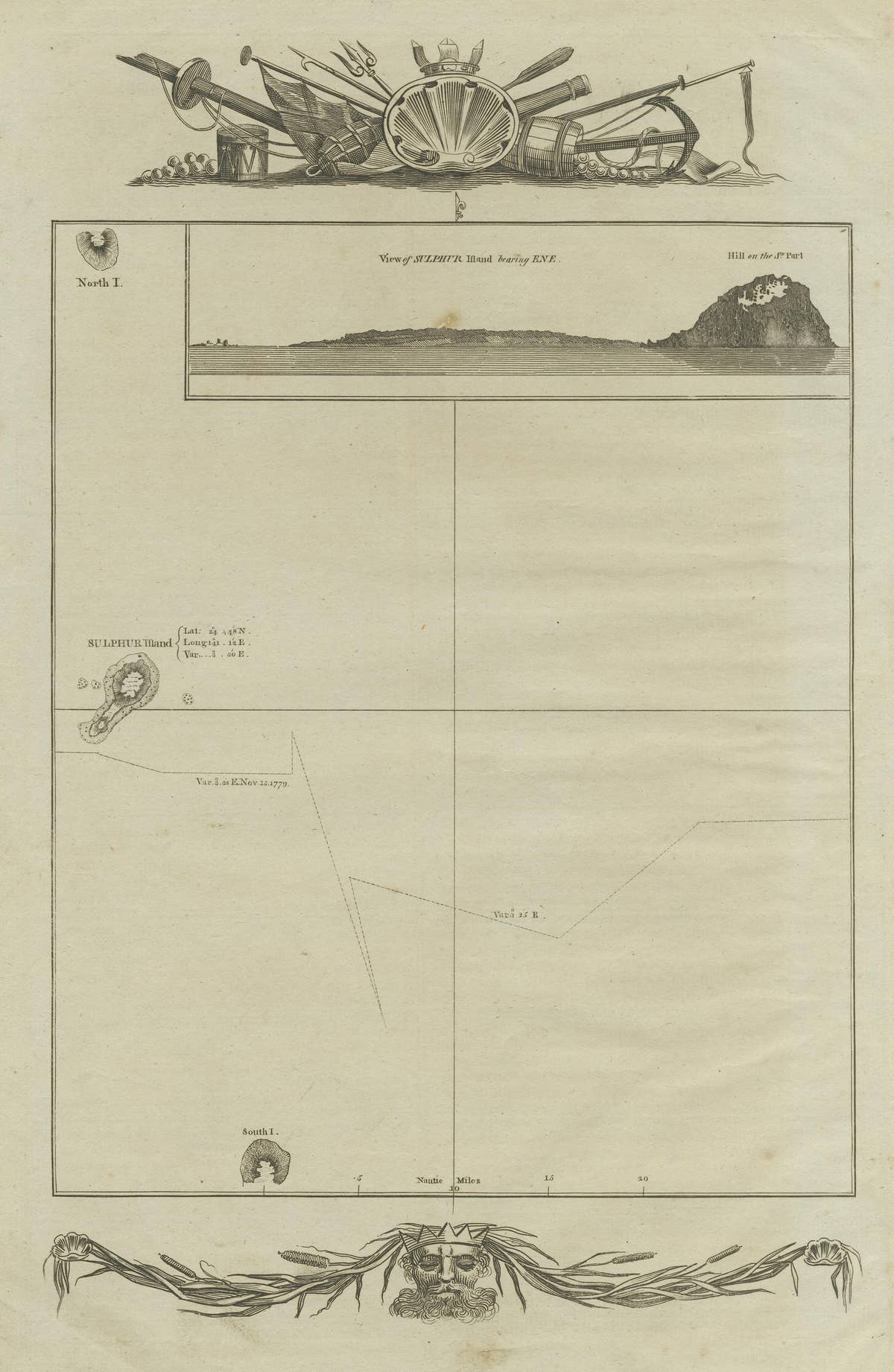 Antique Map of the Islands of Iwo Jima and Sulfur