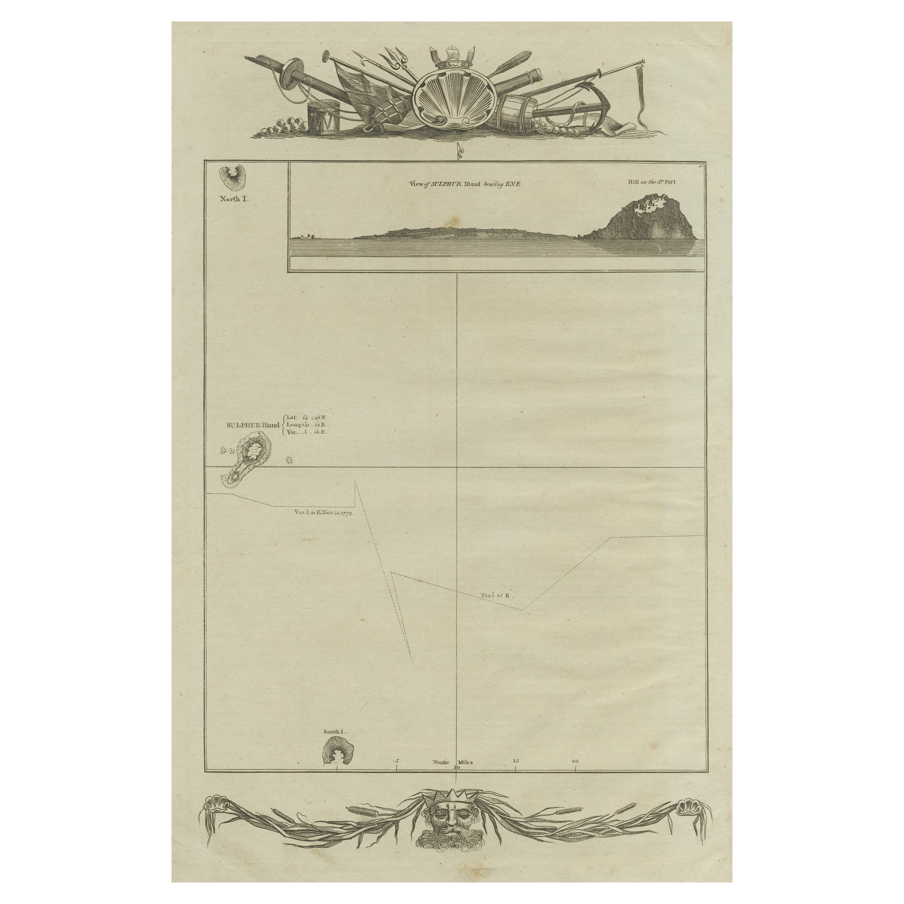 Mapa Antiguo de las Islas de Iwo Jima y Azufre en venta