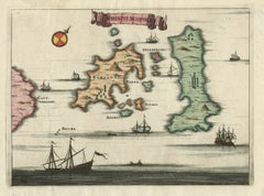 Antique Map of the Islands of Schiatti and Scopoli, Greece, 1687
