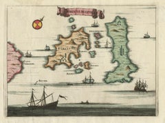 Antique Map of the Islands of Schiatti and Scopoli, Greece, 1687