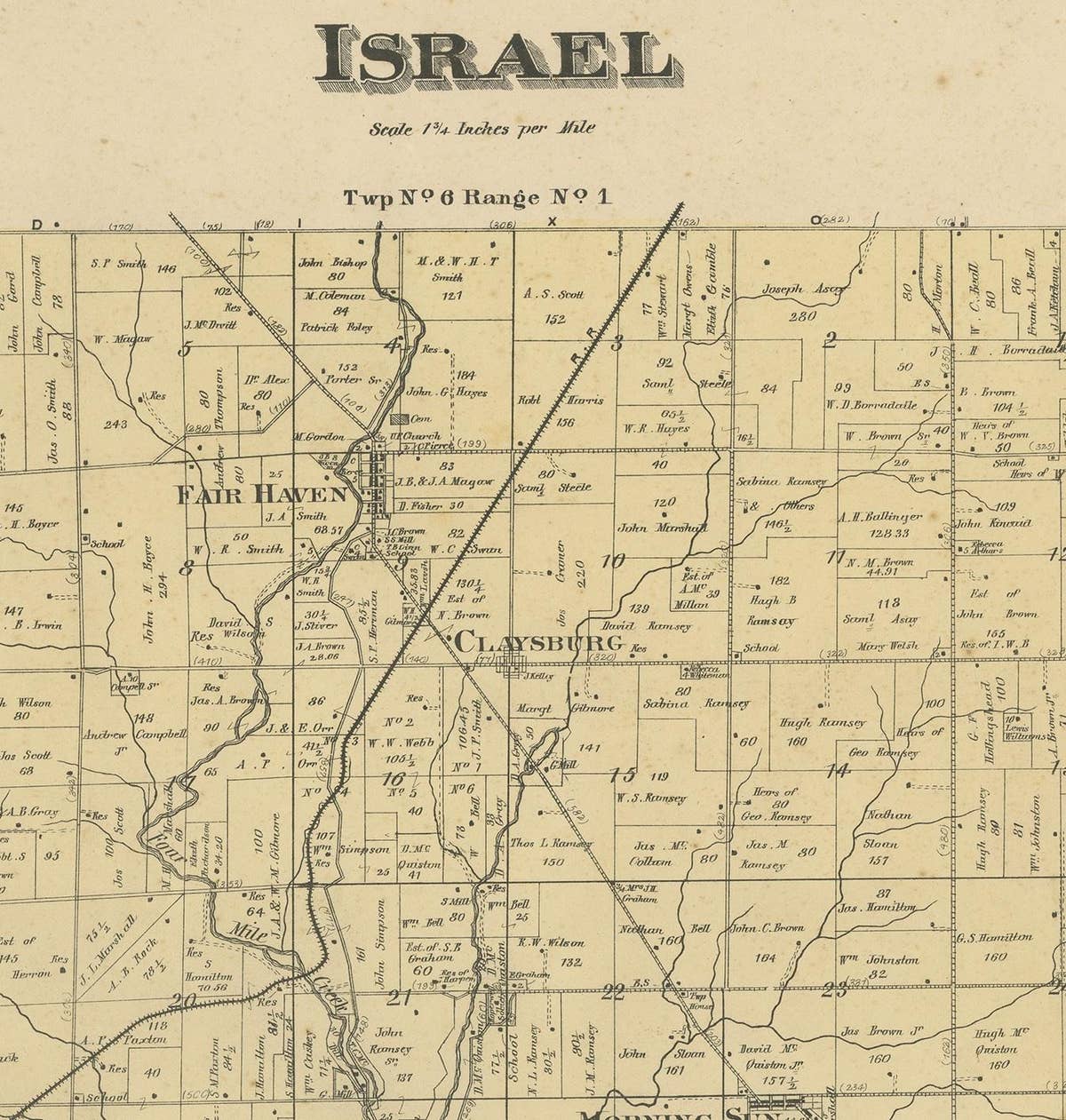 Antique Map of the Israel Township of Ohio by Titus '1871'