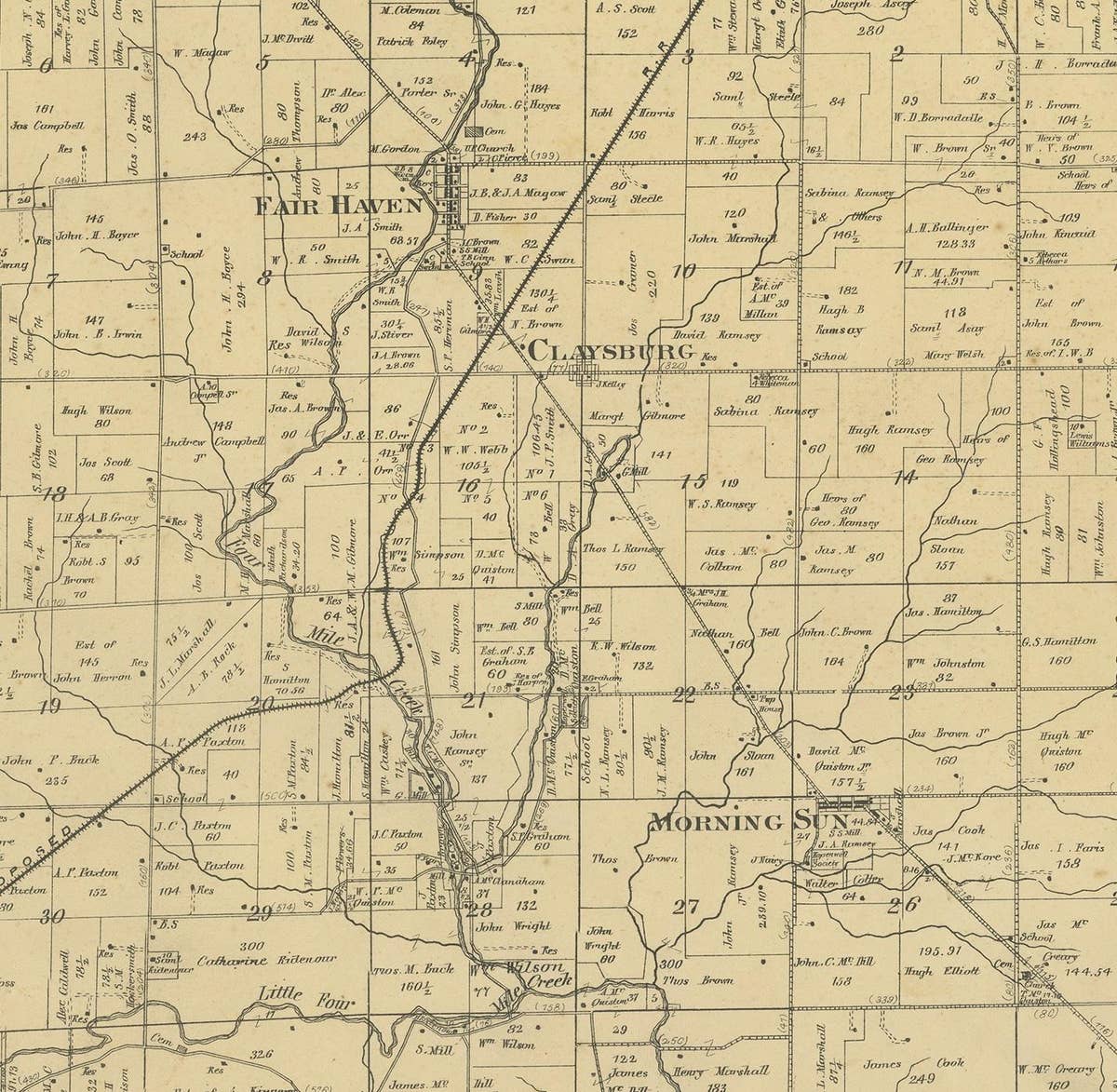Antique Map of the Israel Township of Ohio by Titus '1871'