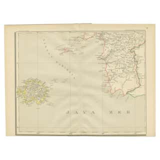 Antique Map of Java in 4 sheets by Dornseiffen, 1884 For Sale at 1stDibs