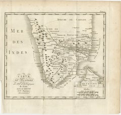 Antique Map of the Jesuit Missions in Madurai and Surrounding Kingdoms, c.1760