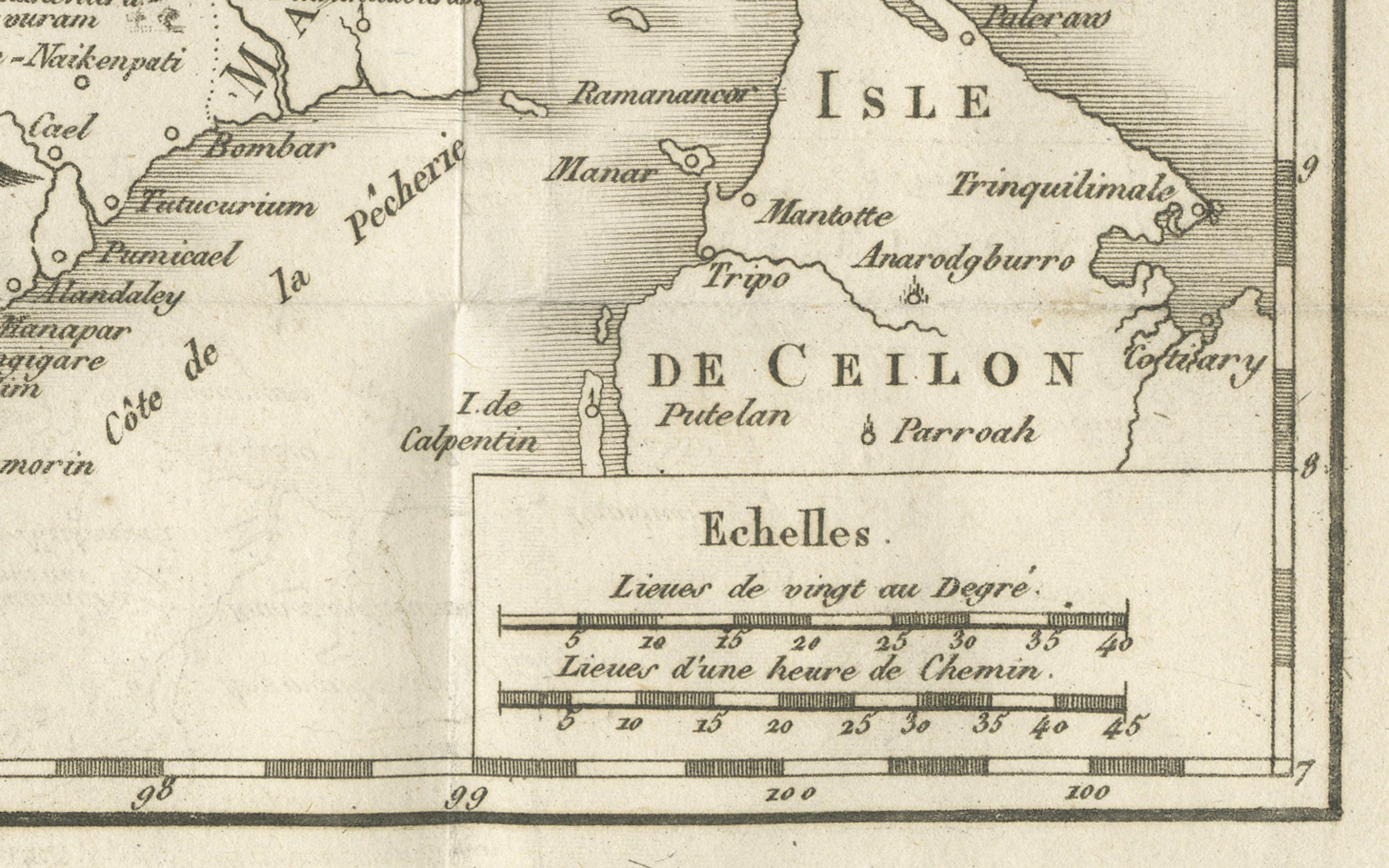 XVIIIe siècle Carte ancienne des missions jésuites à Madurai et dans les royaumes environnants, C.1760. en vente