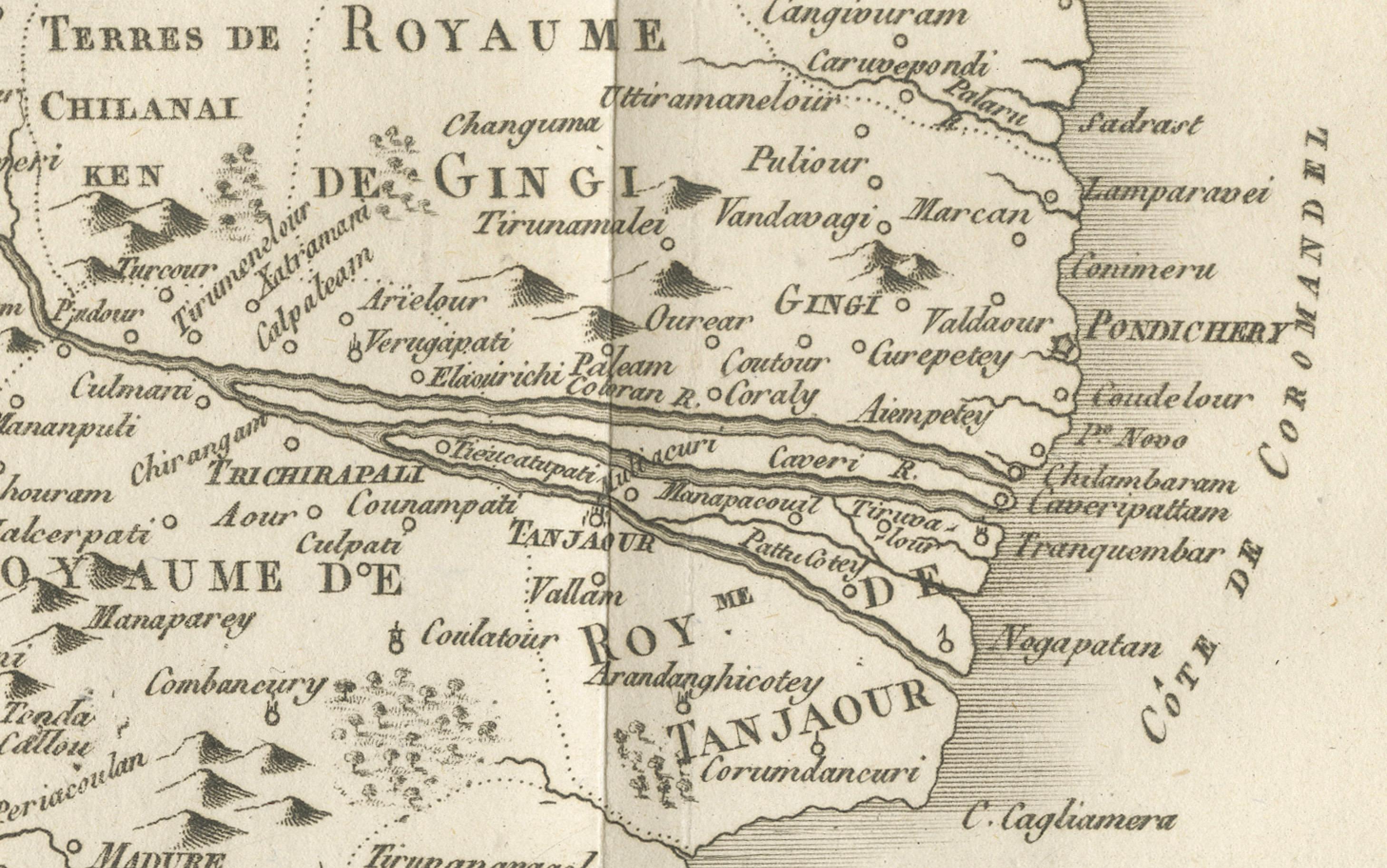 Papier Carte ancienne des missions jésuites à Madurai et dans les royaumes environnants, C.1760. en vente