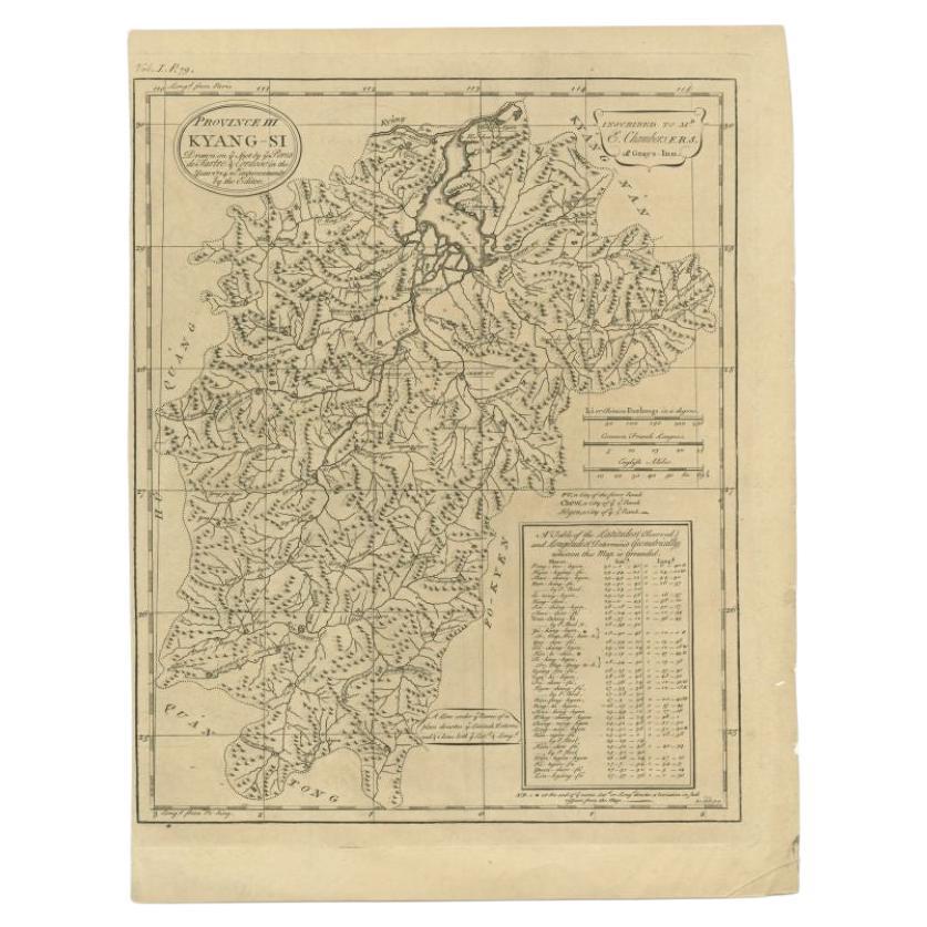 Antique Map of the Jiangxi Province of China by Du Halde, 1738 For Sale