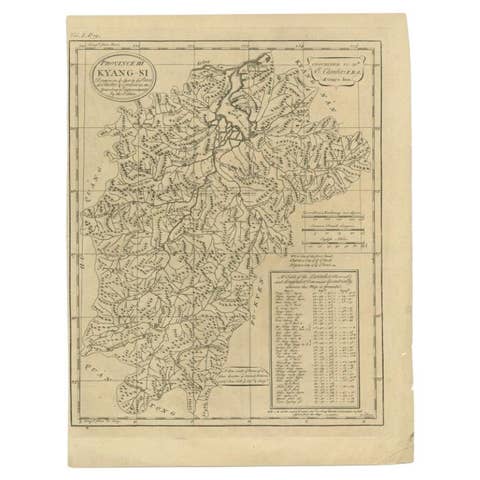 Antique Map of the Jiangxi Province of China by Du Halde, 1738