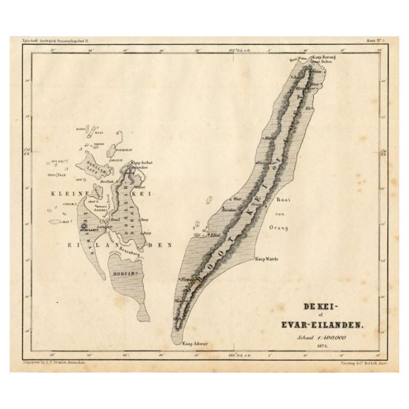 Antique Map of the Kai Islands by Stemler, c.1875 For Sale