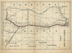 Antique Map of the Kansas Pacific Railroad, circa 1900