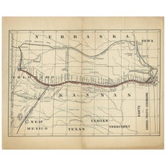 Vintage Map of the Kansas Pacific Railroad, circa 1900