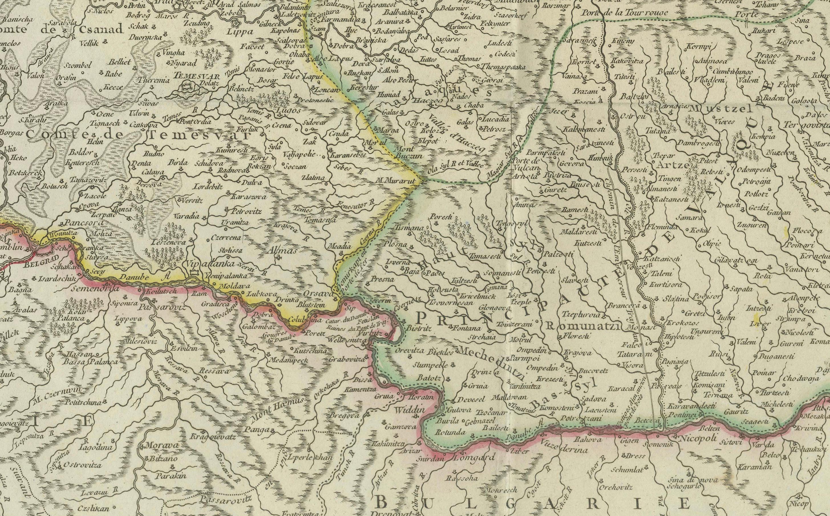 Antique Map of the Kingdom of Hungary and Transylvania, circa 1780 In Good Condition For Sale In Langweer, NL