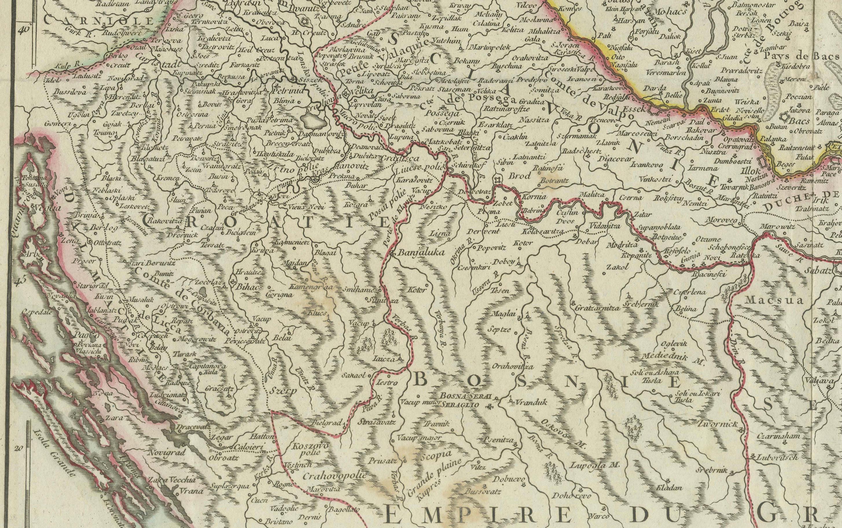 18th Century Antique Map of the Kingdom of Hungary and Transylvania, circa 1780 For Sale