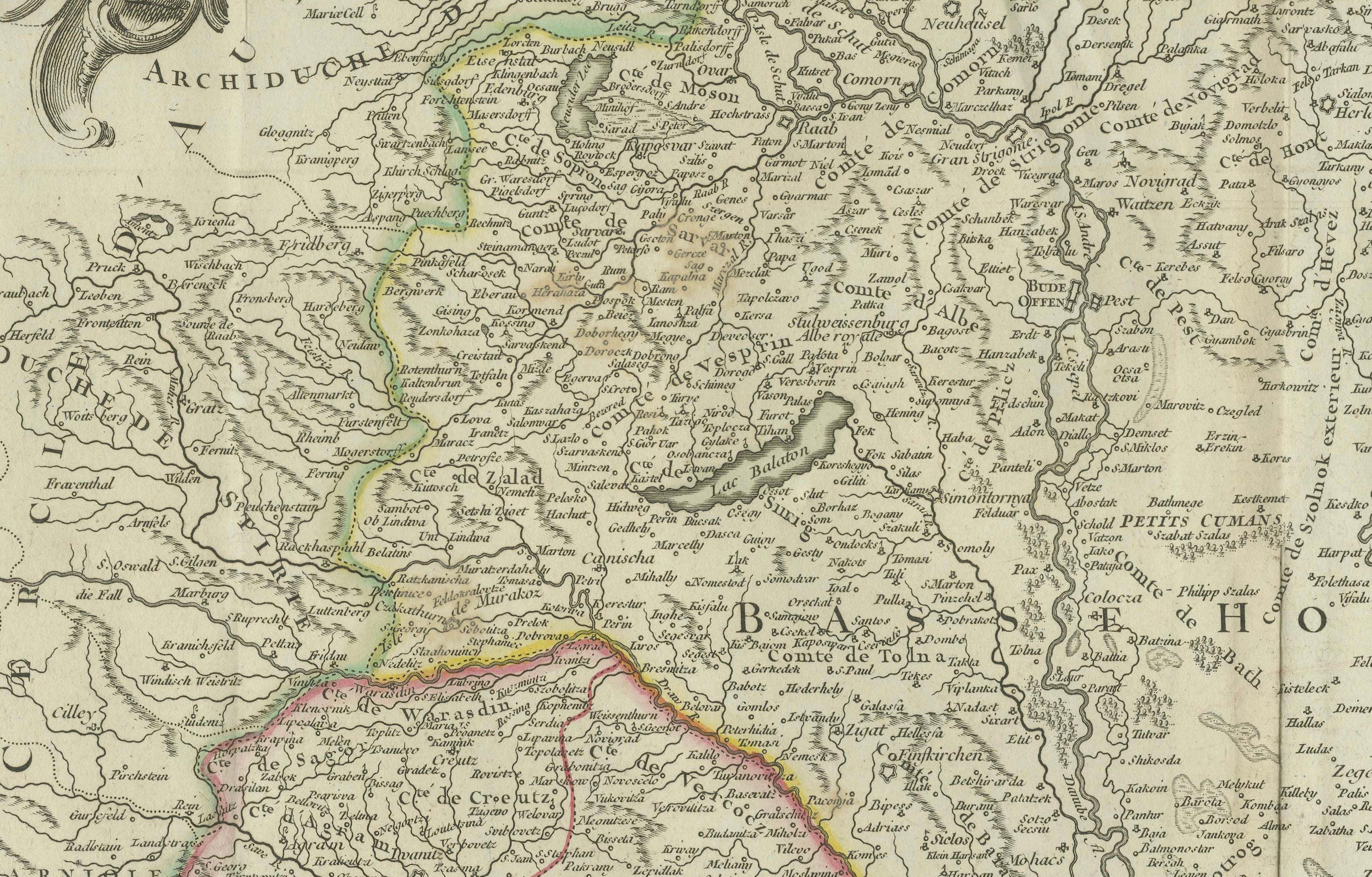 Paper Antique Map of the Kingdom of Hungary and Transylvania, circa 1780 For Sale