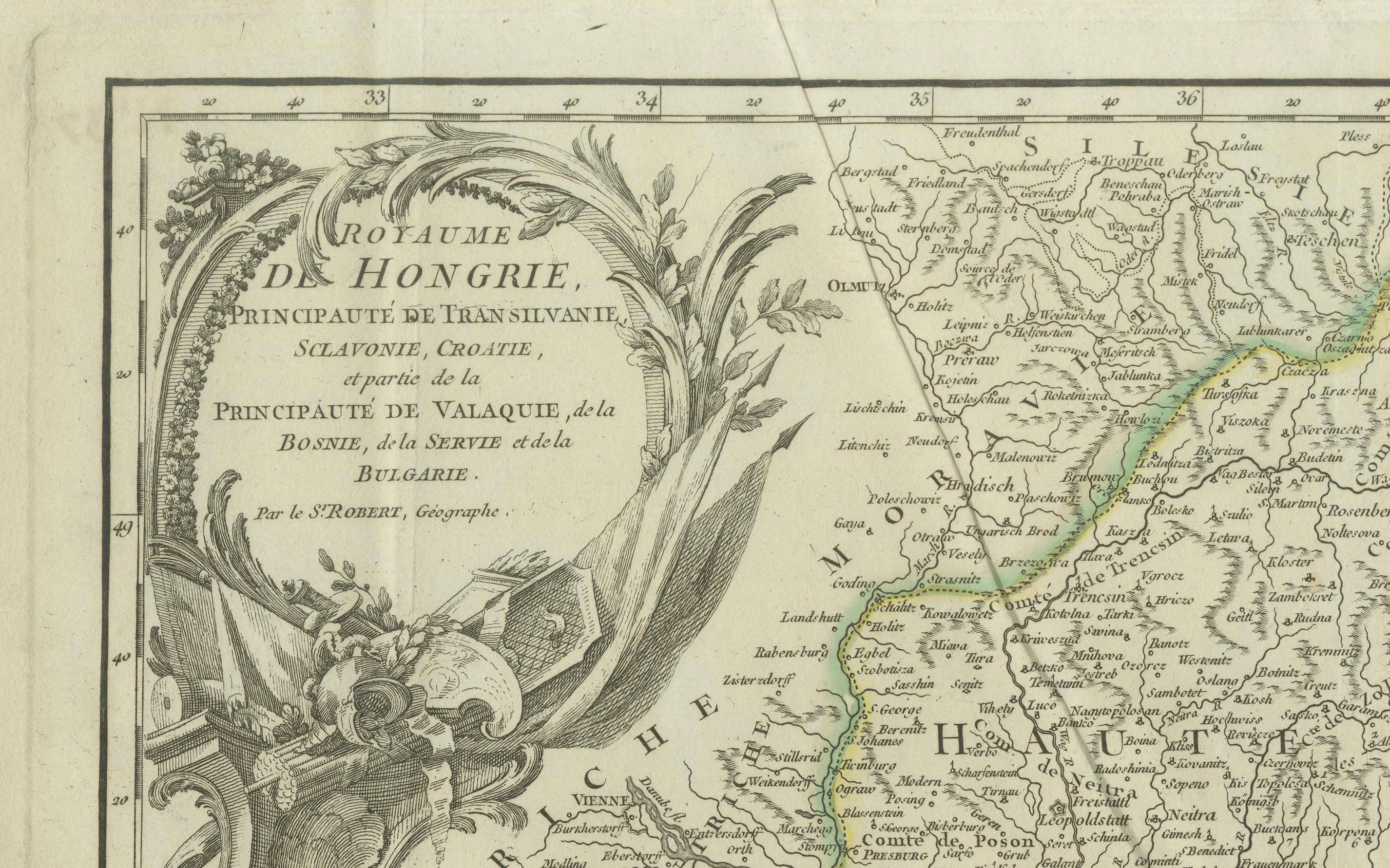 Antique Map of the Kingdom of Hungary and Transylvania, circa 1780 For Sale 1