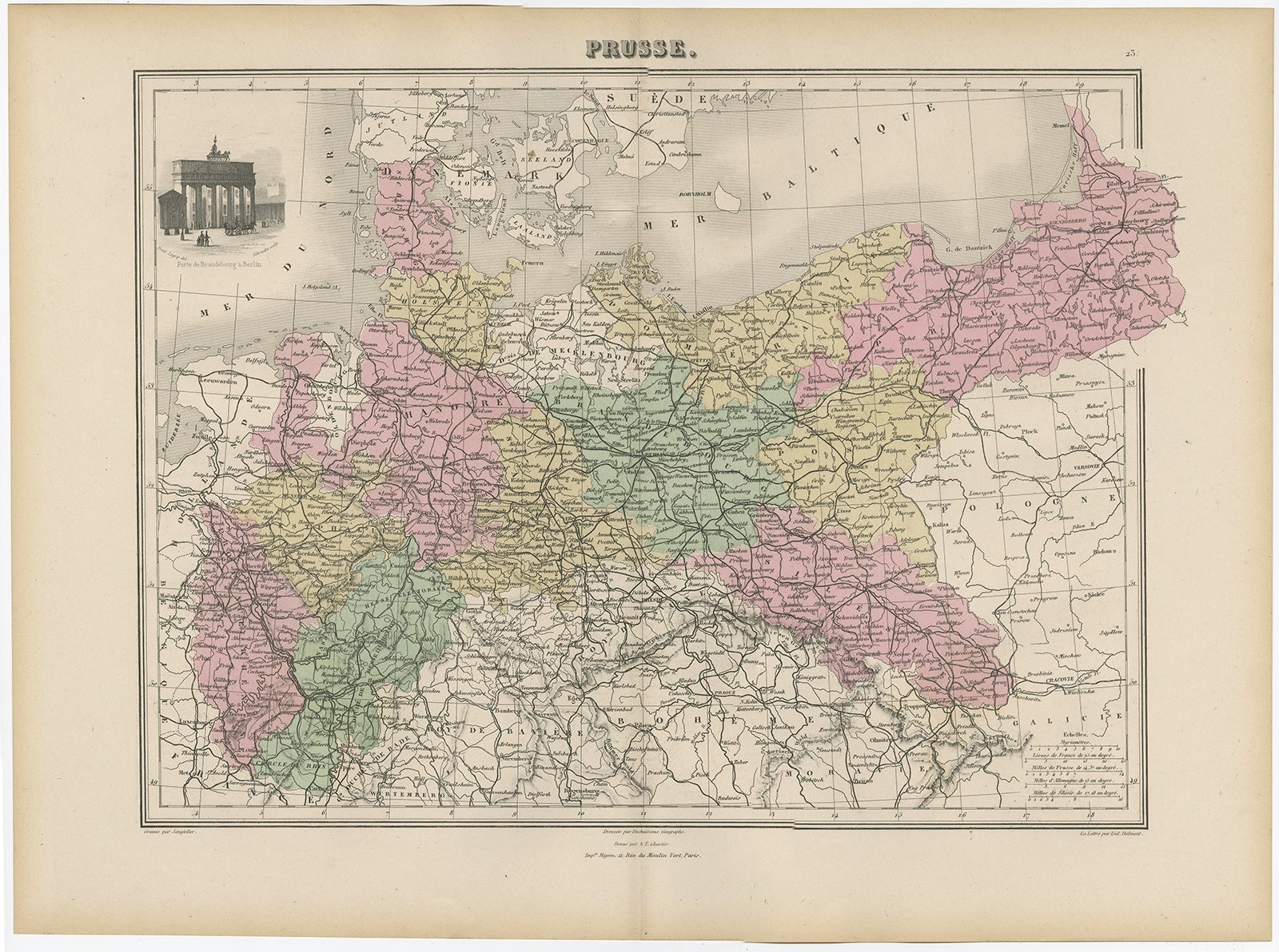 Carte ancienne du Royaume-Uni de Prusse, 1880 en vente