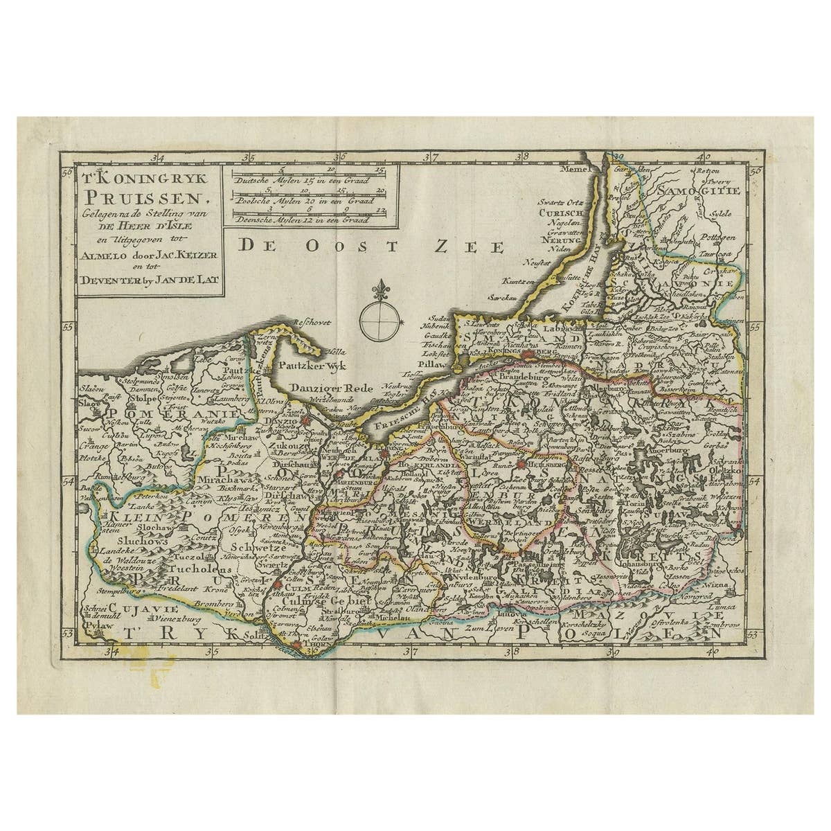 Antique Map of the Kingdom of Prussia by Keizer & de Lat, 1788
