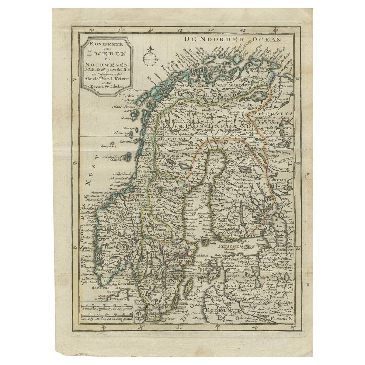 Antique Map of the Kingdom of Sweden and Norway by Keizer & de Lat, 1788