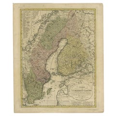 Carte ancienne du Royaume de Suède par Gssefeld, 1793
