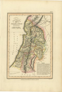 Antique Map of the Kingdoms of Israel and Judah, Hand-Colored, 1823
