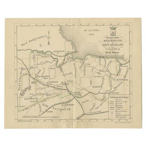 Antique Map of the Kollumerland Township by Behrns, 1861