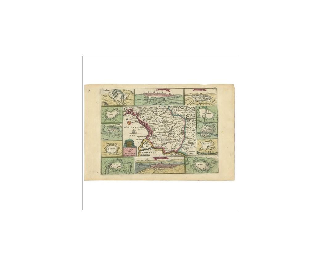 XVIIIe siècle Carte ancienne de la région du Languedoc « France » par D. Weege, 1753 en vente