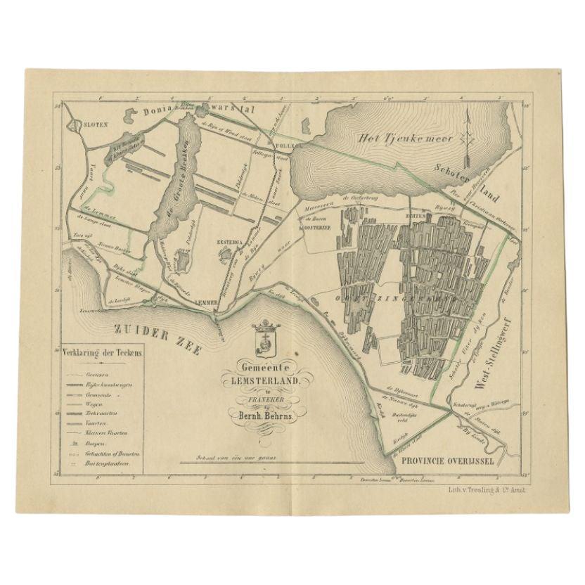 Antique Map of the Lemsterland Township by Behrns, 1861 For Sale