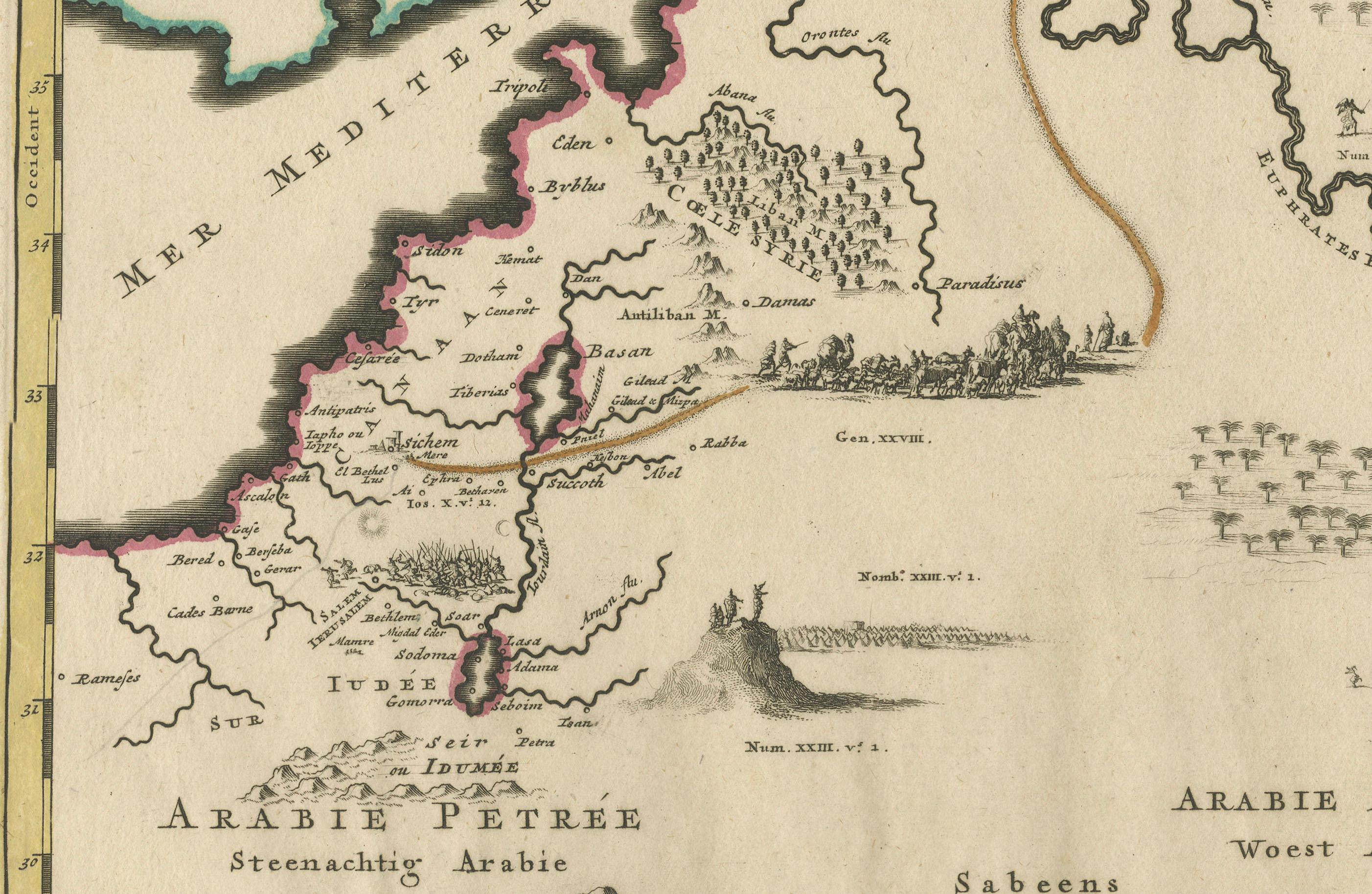 Engraved Antique Map of the Location of the Garden of Eden and Travels of the Patriarchs For Sale