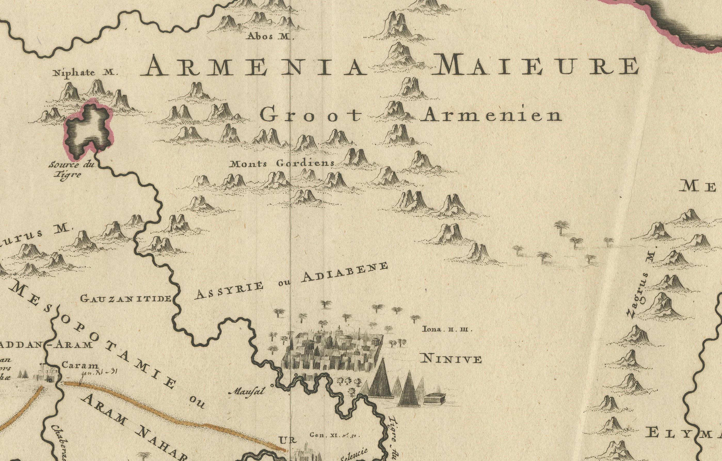 Early 18th Century Antique Map of the Location of the Garden of Eden and Travels of the Patriarchs For Sale