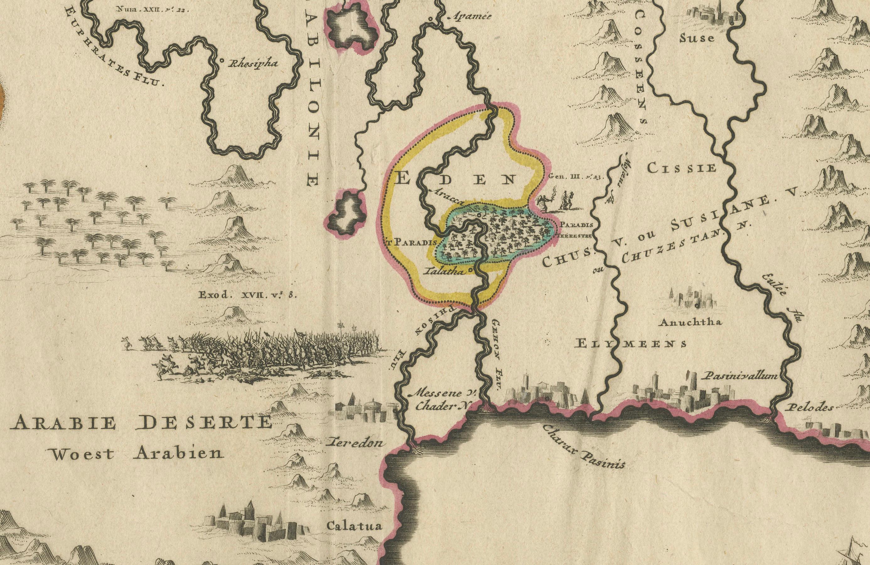 Paper Antique Map of the Location of the Garden of Eden and Travels of the Patriarchs For Sale