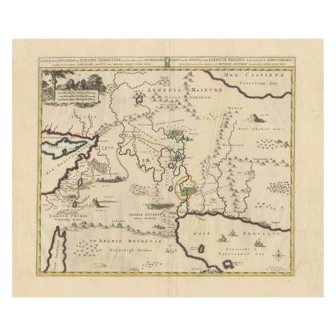 Antique Map of the Location of the Garden of Eden and Travels of the Patriarchs