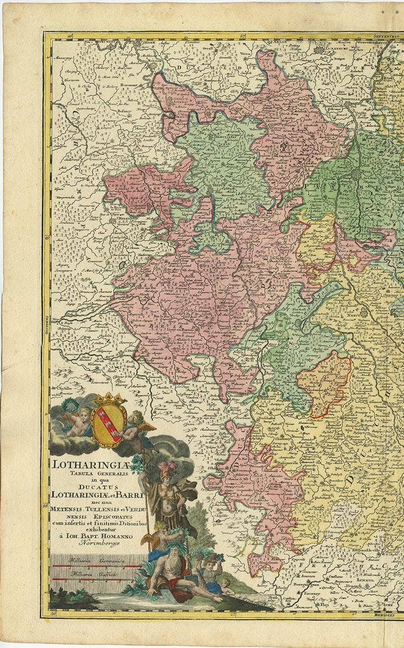 Antique Map of the Lorraine 'North-East France' by J. B. Homann, circa 1720
