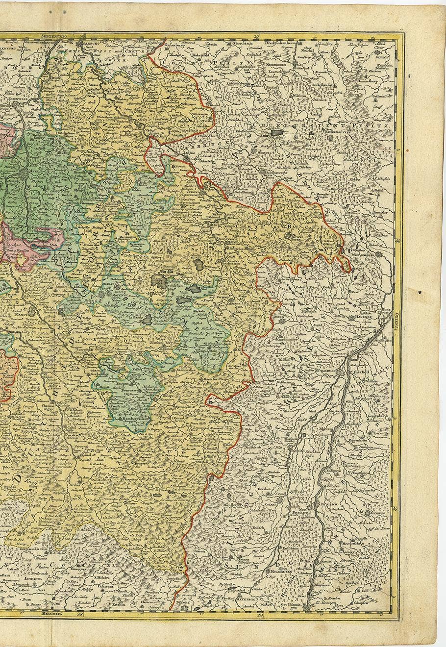 Antique Map of the Lorraine 'North-East France' by J. B. Homann, circa 1720