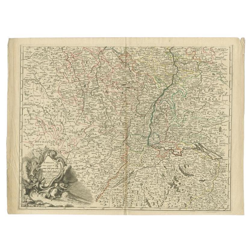 Antike Karte der Lorraine-Region, um 1760