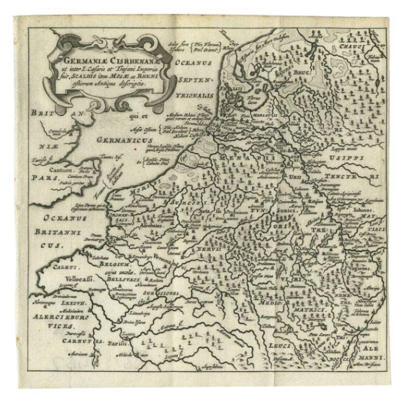 Antique Map of the Low Countries and Surroundings in Europe, 1685