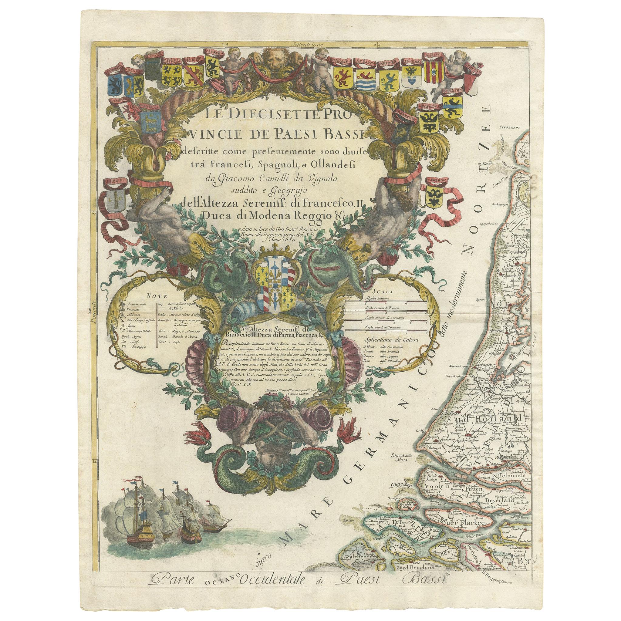 Antique Map of the 'Low Countries' by a. Barbey