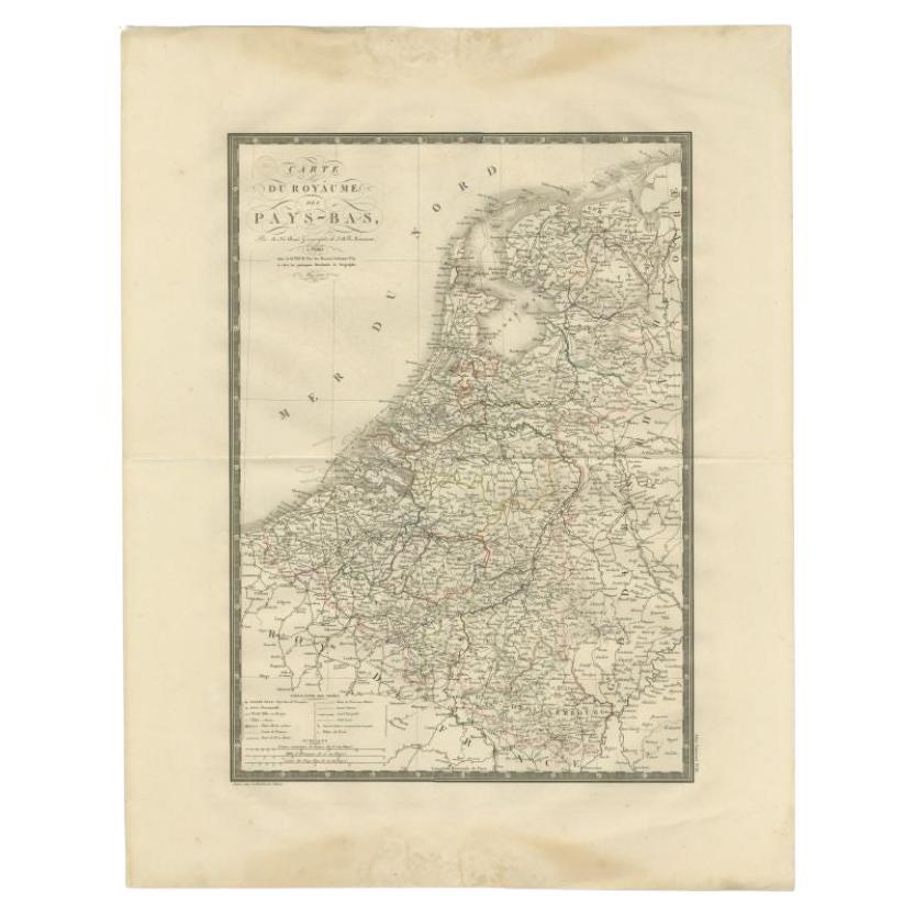 Antique Map of the Low Countries by Brué, 1822 For Sale