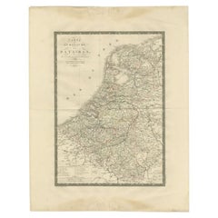 Carte ancienne des Pays-Bas inférieurs par Bru, 1822