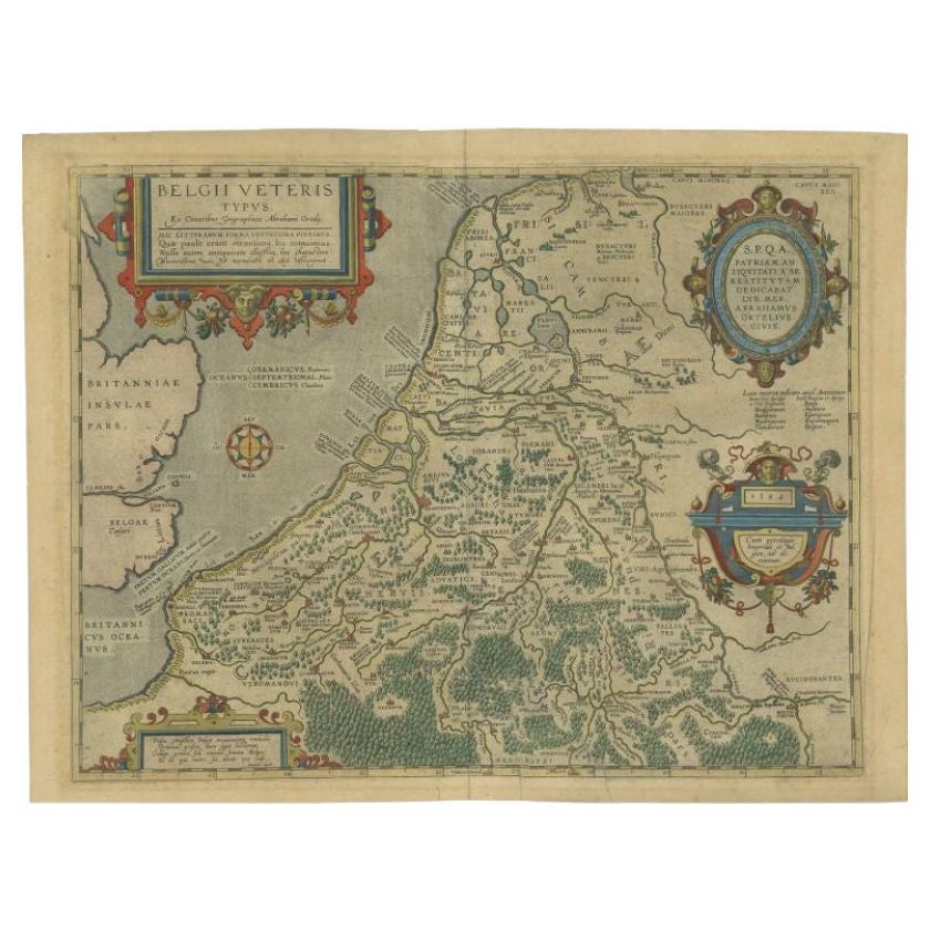 Antique Map of the Low Countries by Ortelius, 1584 For Sale