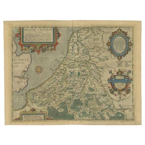 Antique Map of the Low Countries by Ortelius, 1584