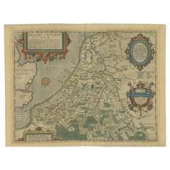 Antique Map of the Low Countries by Ortelius, 1584