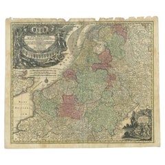 Carte ancienne des Pays-Bas inférieurs par Seutter, vers 1745